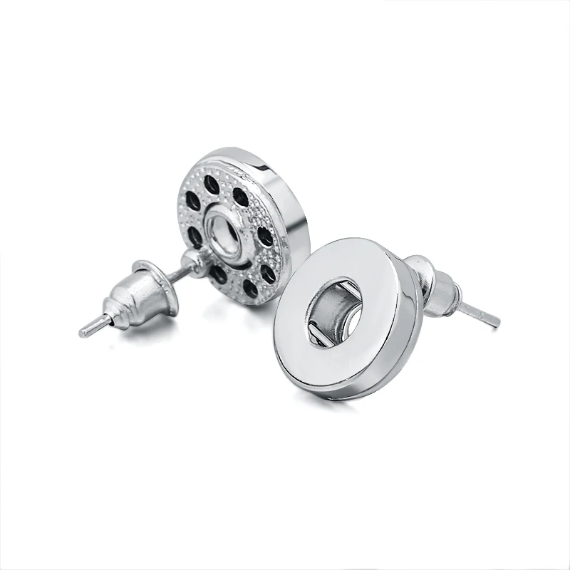 

5pair/lot Cheap Simple Women Silver Earring Metal Stud Earrings Snap Ear Jewelry fit 12mm Snap Buttons