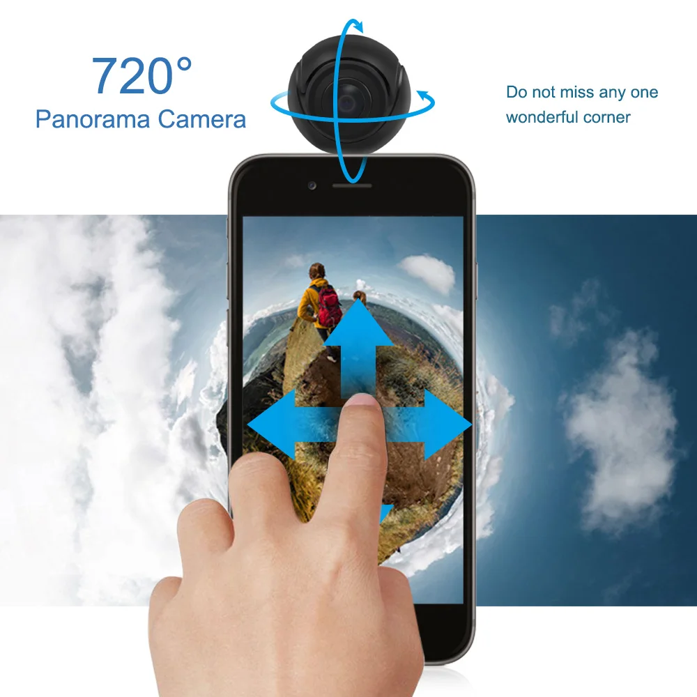 Мини HD панорамная камера 360 широкоугольный объектив рыбий глаз VR видеокамера для