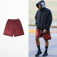 Casual calabasas shorts homens kanye west saint pablo seobean curto hip hop drake marca de moda verão skate homem shorts