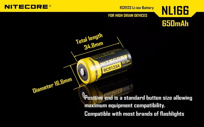 Nitecore NL166 RCR123A Rechargeable Li-ion Battery (9)