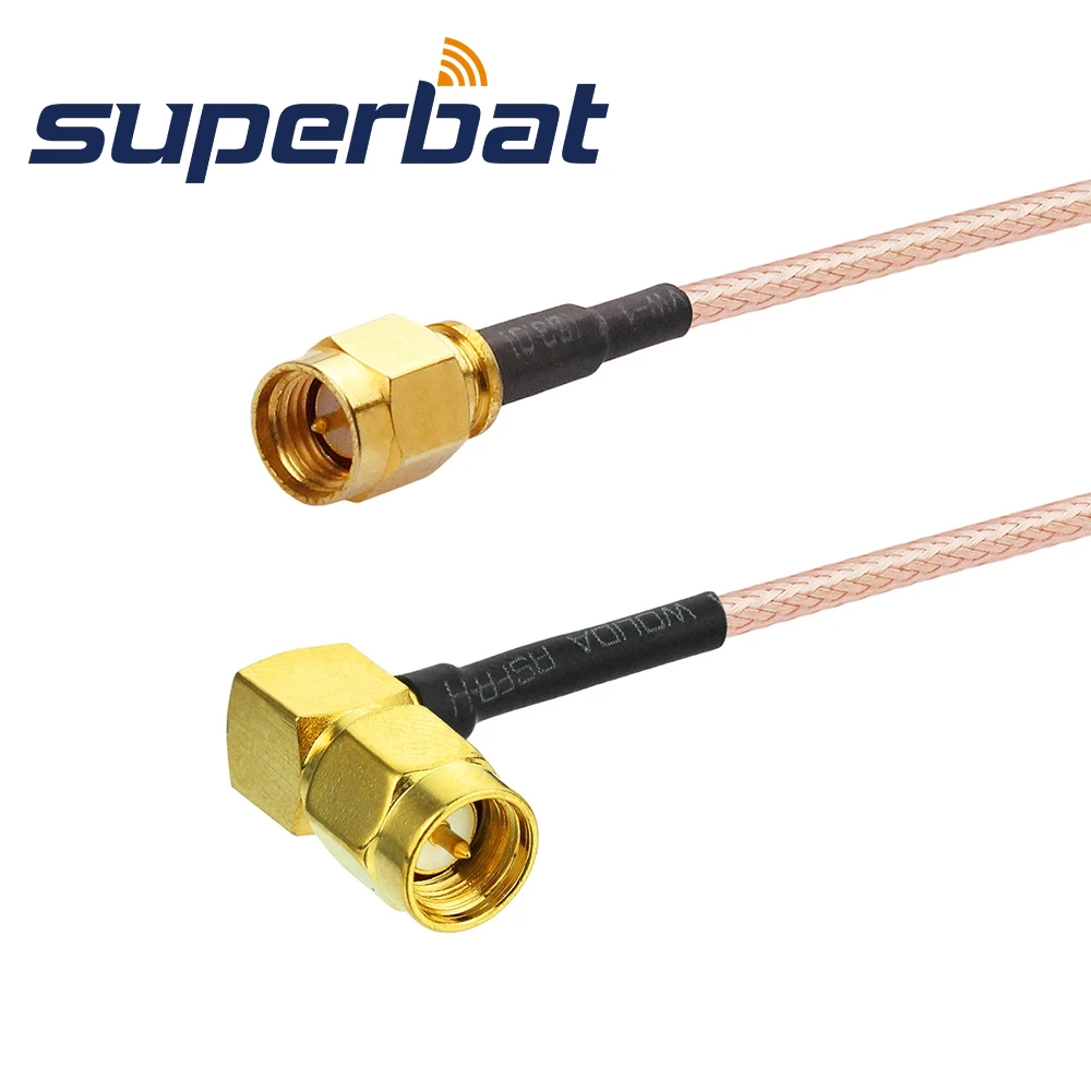 Superbat RF коаксиальный кабель жгутовой Кабель с разъемом SMA мужской прямо на обоих концах для подключения внешних устройств к правый угол RG316 15