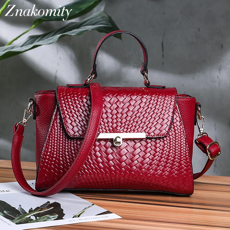 

Znakomity Fashion Women PU Leather Handbag Black Solid Weave Shoulder Bag for Ladies Elegant Square Hasp Flap Messenger Bag 2019