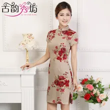 2018 Summer cheongsam dress fashion national trend women’s linen cheongsam one-piece dress