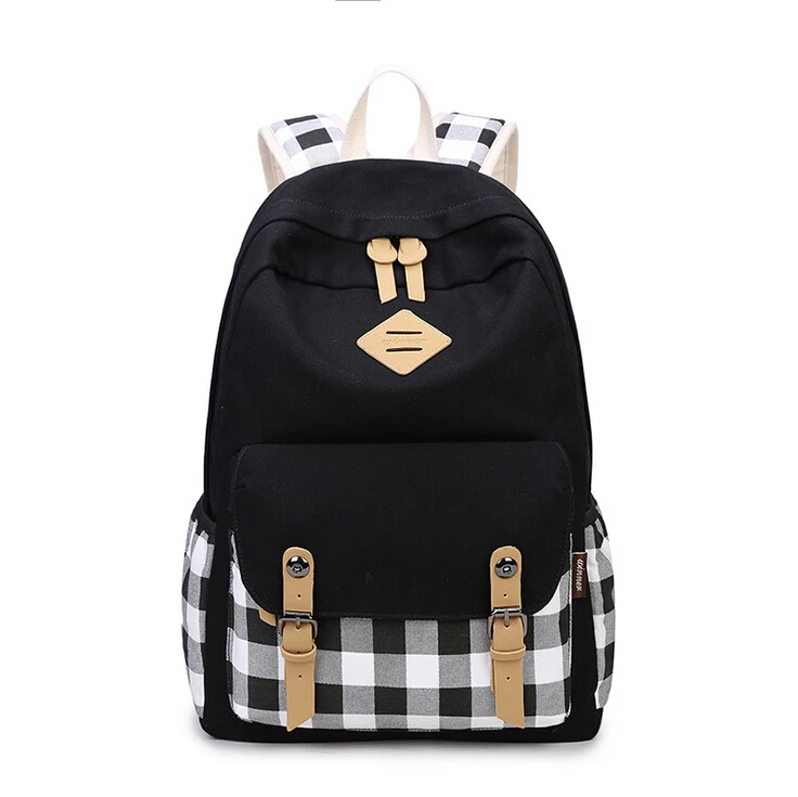 

women plaid Printed Bag Women Canvas Backpack School for Teenager Girls female  students school bags 14 inch laptop backpacks