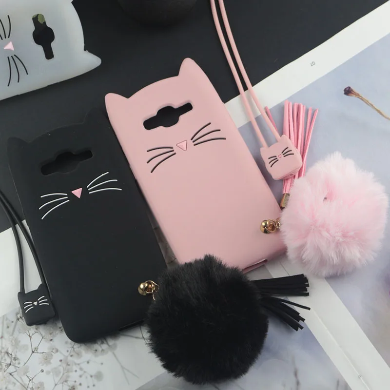

Cute 3D Cartoon Silicon Case for Samsung Galaxy J2 Prime G532 Cases Japan Glitter Beard Cat Lovely Ears Kitty Phone Cover