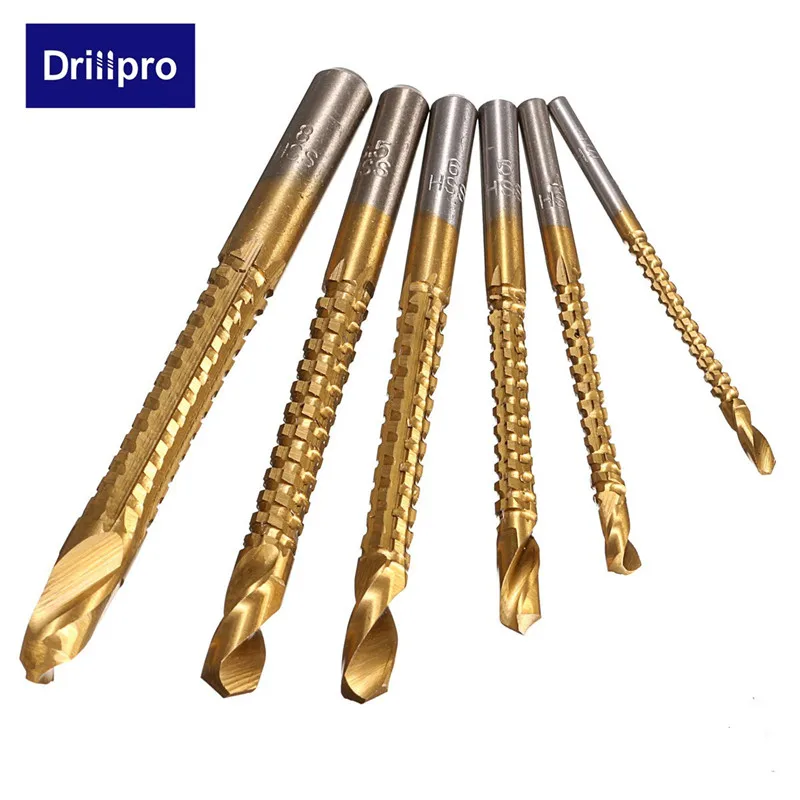 Drillpro 6 шт./компл. сверла& установлен Твердосплавный Наконечник HSS Сталь Титан машина для обработки деревянных 3 мм 4 мм 5 мм 6 мм 6,5 мм 8 мм