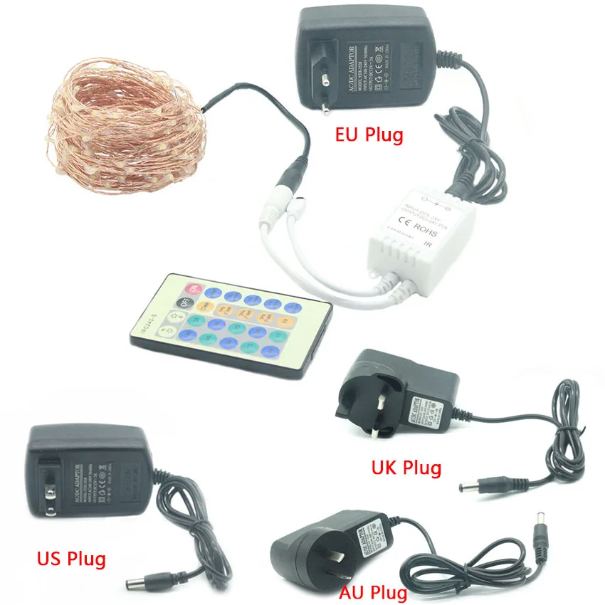 5M 10M 20M 30M 50M LED String Lights Outdoor Christmas Fairy Light Copper Wire Warm White With DC 12V Power Adapter Remote contr 5M 10M 20M 30M 50M LED String Lights Outdoor Christmas Fairy Light Copper Wire Warm White With DC 12V Power Adapter Remote contr