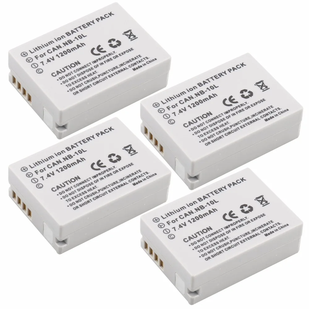 4Pcs Probty 1200mAh NB 10L NB 10L NB10L Battery for Canon PowerShot G15
