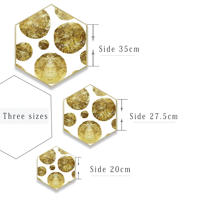 Шестиугольная Золотая абстрактная декоративная живопись настенные картины для гостиной Скандинавское украшение для дома скандинавский декор плакат