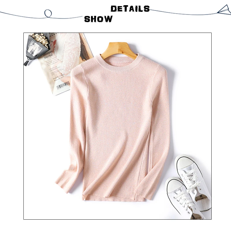 O-neck Knitted Sweater Long Sleeve Pullovers Women Autumn Pullover Feminino Solid Slim Elasticity Ladies Sweaters Winter 2018    (3)