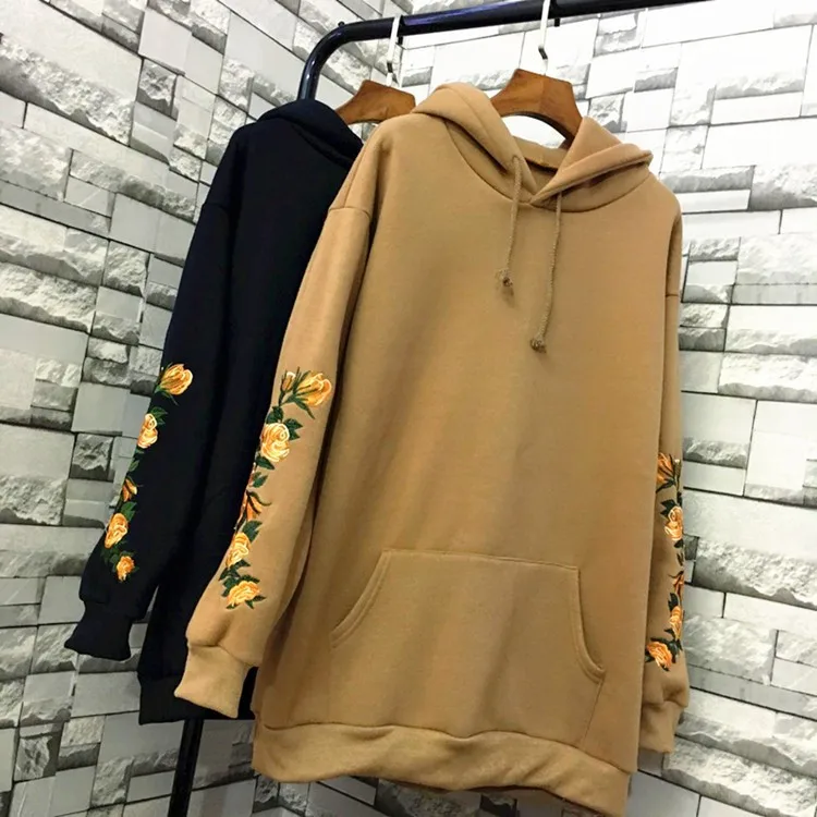 

Hot 2017 Women Floral Long Sleeves Warm Hoodie Sweatshirt Jumper Hooded Pullover Tops Coat