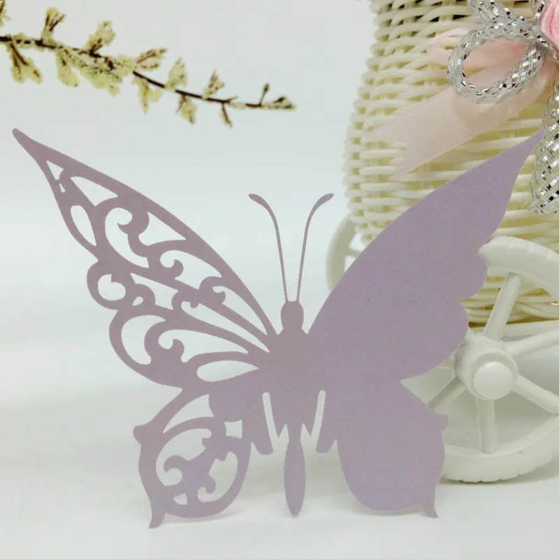 100 Pcsset Hollow Seat Card NamePlaceCup Card Butterfly Double Pearl Paper Guest Seat Card Party Meet Shower Wedding Decorations  (5)