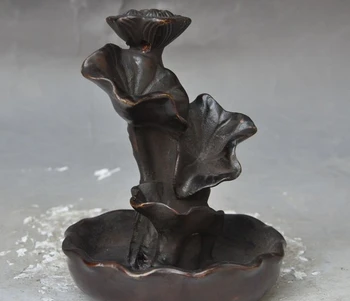 

6"Old Chinese bronze Lotus Water droplets Calligraphy tools Pen wash Pens washed