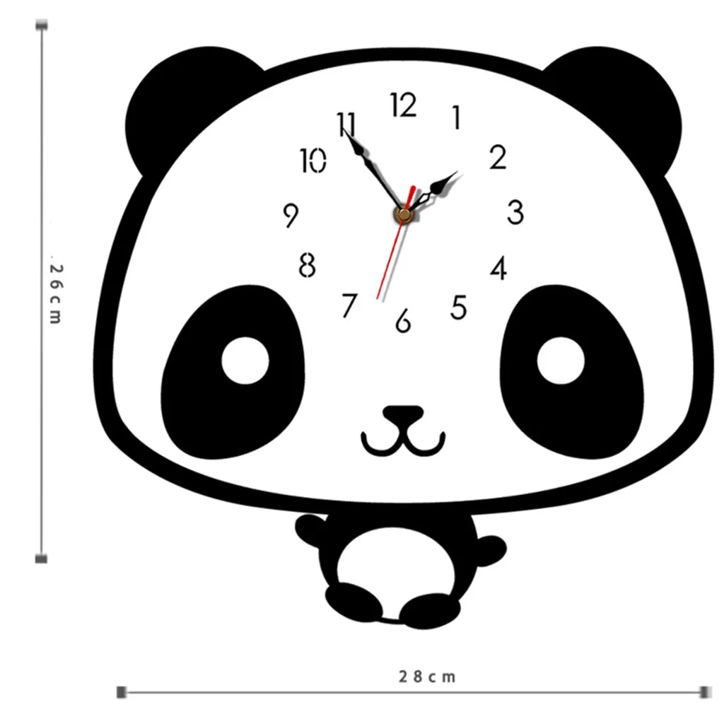 Настенные часы в скандинавском стиле с пандой, бесшумные деревянные часы для детской комнаты, декоративные часы для гостиной, 28x26 см#6/6