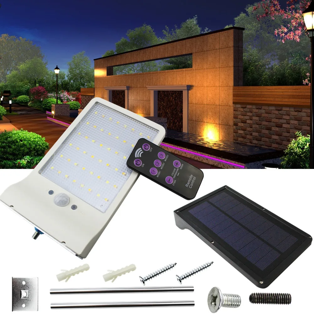 

Upgraded 48 leds Solar Light With 3 Modes 7 Color Remote Control Waterproof Motion Sensor Lamp Lights For Outdoor Garden Street