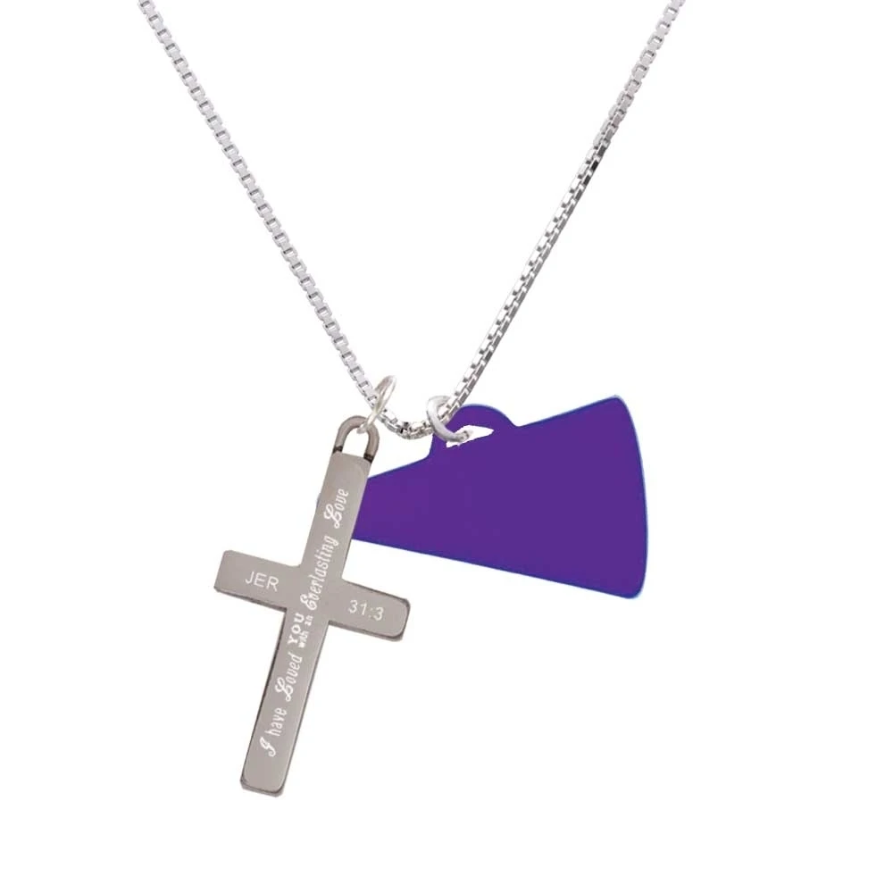 Acrylic 1.25 Purple Megaphone - Everlasting Love - Cross Necklace