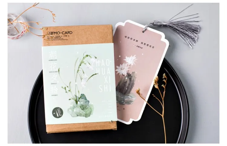 30pcs/lot Flower Plants Cartoon Floral Kawaii Cartoon Postcards Cute DIY Envelop Gift Card Creative Bookmark