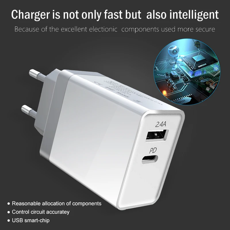 30W USB PD Fast Charger For iPhone Samsung Adapter Type C Quick Charger (3)