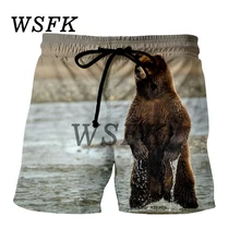WSFK мужские шорты мужские ete на каждый день в виде медведя из мультфильма 3D напечатано шорты, летние шорты большого размера для мужчин