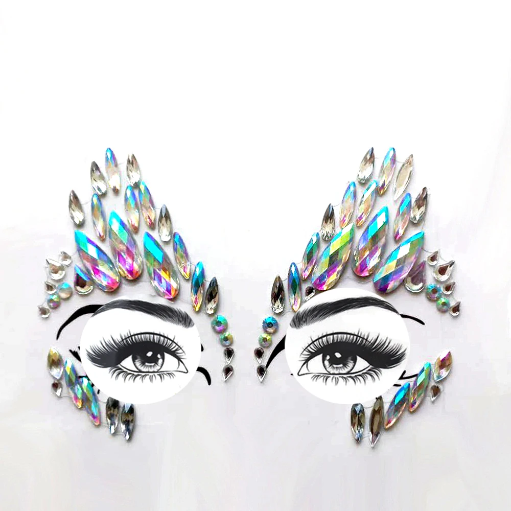 

Temporary Face Stickers Easy To Operate Face Gems Rhinestone Temporary Tattoo Fashion Diy Face Stickers Party Body Glitter Stick