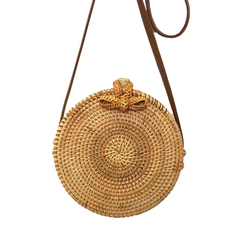Yogodlns, круглые соломенные сумки, женская летняя сумка из ротанга, ручная работа, тканая пляжная сумка-Кроссбоди, круглая богемная Сумочка, БАЛИЙСКАЯ коробка - Цвет: buckle