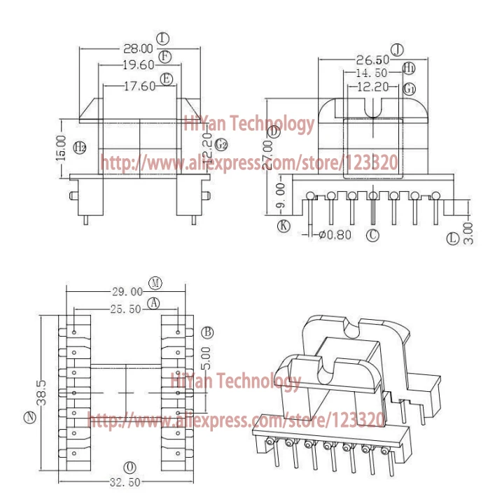 2 компл./лот EE40 EI40 PC40 ферритовый магнитный сердечник и 7 контактов+ 7 контактов с боковым входом Пластик бобины по индивидуальному заказу Напряжение трансформатор