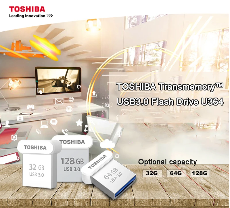 TOSHIBA USB 3,0 120 МБ/с. 64GB U диск металлический флэш-накопитель Водонепроницаемый флеш-накопитель Mini NAND Flash Memory Stick U364