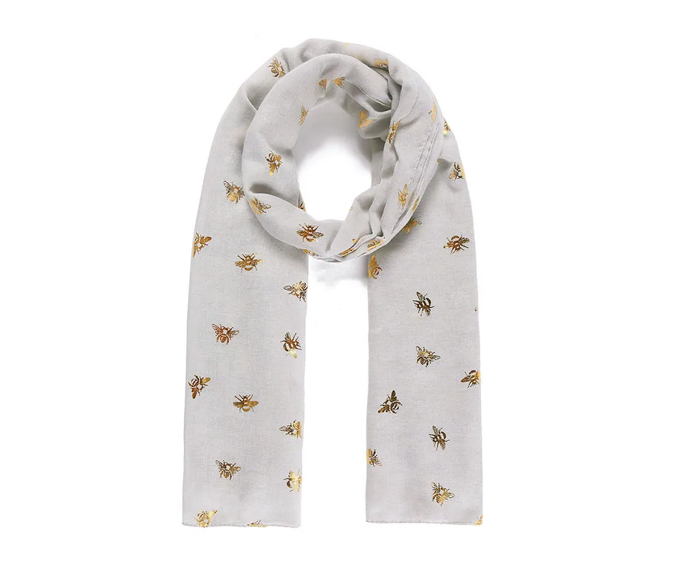 

Metallic foil bee print long scarf - best sellers