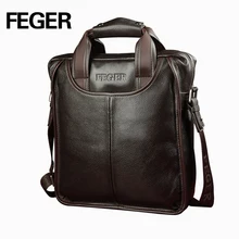 Feger clásico sólido hombres de negocios solo bolso de hombro del cuero genuino del zurriago verdadero bolsa de mensajero del bolso con la manija