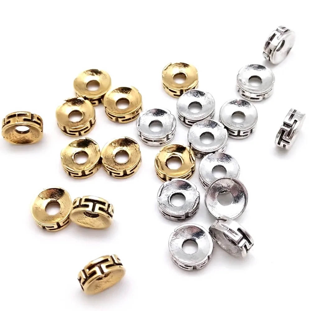 

30pcs Zinc Alloy 3*7MM Spacers Beads Antique Gold/Silver Charms for Men Women DIY Necklace Bracelet Jewelry Metal Accessories