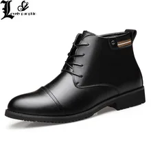 Мужские ботинки; Зимние ботильоны; модные мужские кожаные ботинки; качественные мотоциклетные теплые мужские ботинки на шнуровке; LP153