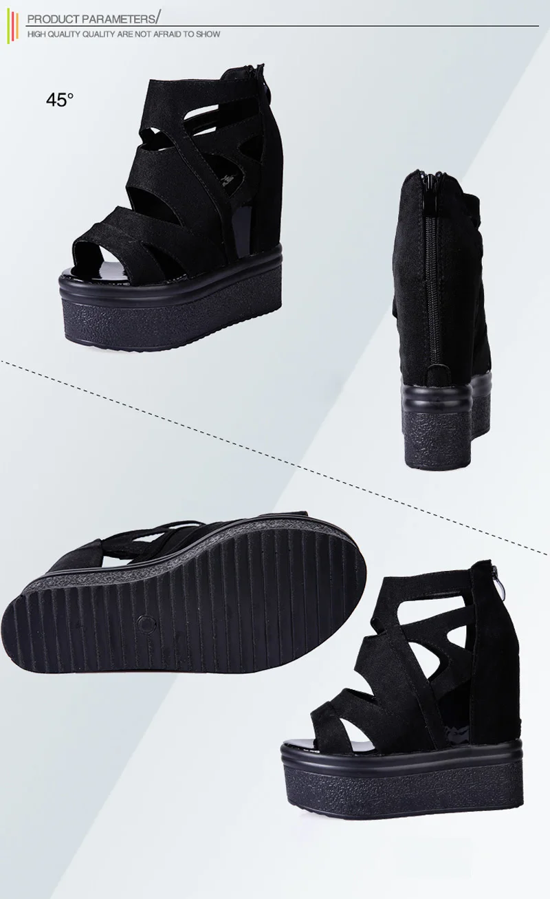 2018 Summer High-heeled Sandals For Women Thick-soled Rome Height Increased Open Toe Lady Creepers Platform Shoes Woman Sandals (11)