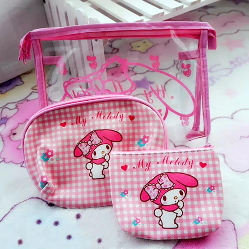 3 шт./компл. hello kitty Плюшевые кошельки Женская сумка для макияжа мультяшная