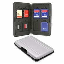 Soporte de tarjetas Micro SD plateado SDXC soporte de almacenamiento tarjeta de memoria funda protectora de aluminio 16 solts para SD/SDHC/SDXC/Micro SD