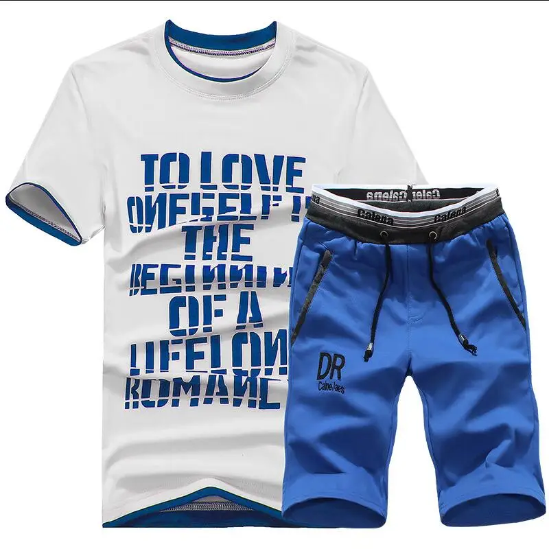 2019 summer men casual set sportswear men's clothing men's sportswear T-shirt + shorts casual sports shirt boys fashion clothing