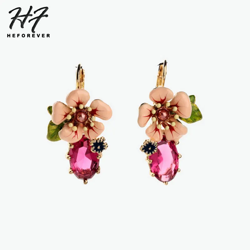 

Drop Earrings for Women Sweety Red Stone Flower Earing Fashion Jewelry 2018 Gift for Holiday KA364