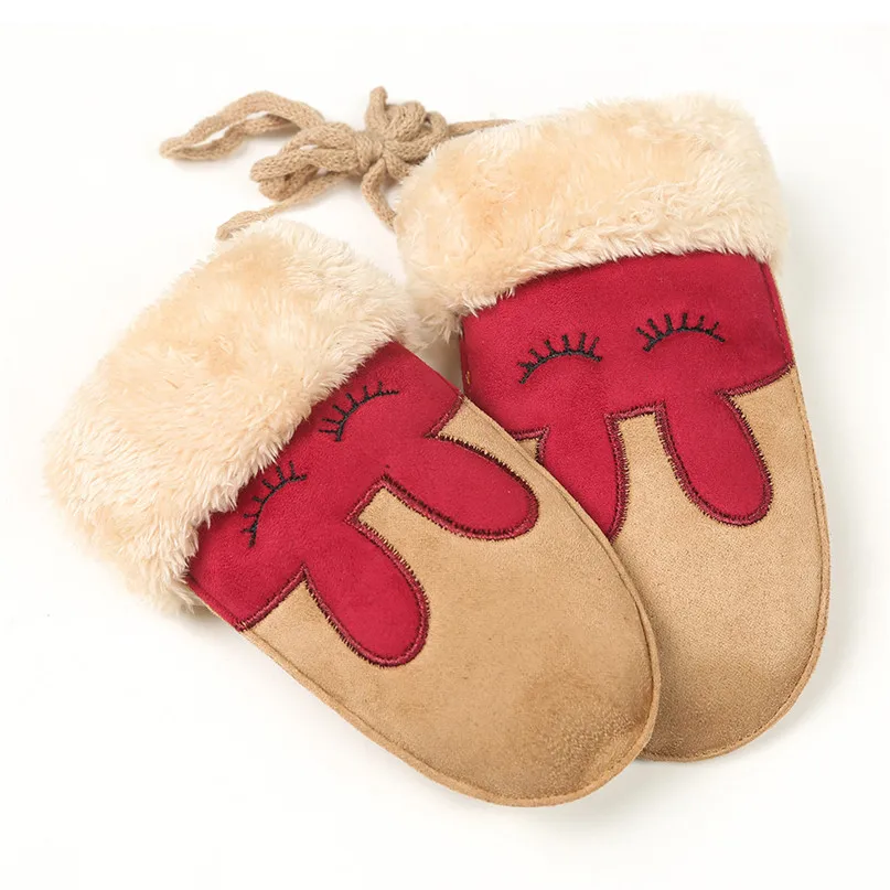 Children's Gloves Kids Winter Cartoon Warm Ski Gloves Plus Velvet Thickening Mittens Child outdoor gloves Christmas gifts #2n07 (11)