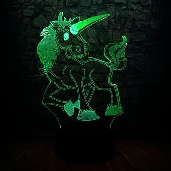 

3D LED Lamp Cartoon Kawail Unicorn RGB Blub Bedroom Night Light 7 Change Color Home Decoration Christmas Gifts Kid Toy Luminaria