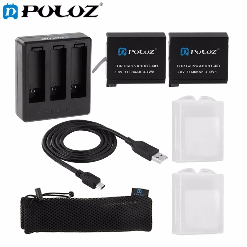 

For Go Pro Accessories 7 in 1 Charger Combo Kit (Batteries + Cable + Battery Charger + Mesh Bag) for GoPro HERO4 HERO 4