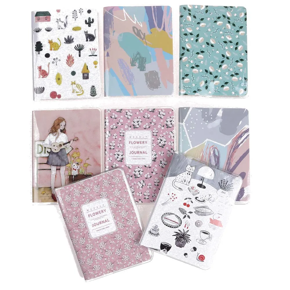 

8 Styles Agenda Planner Monthly Weekly Portable A6 Calendar Notebook Diary Book Flower Pattern Office Stationery Supplies