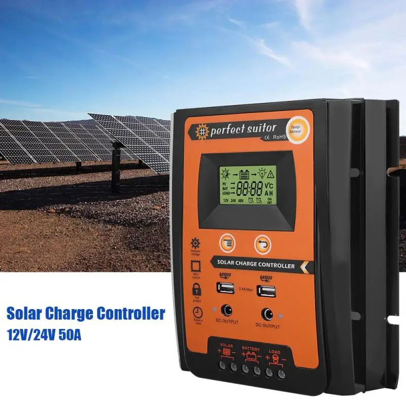 

12V 24V 30A 50A 70A MPPT Solar Charge Controller Solar Panel Battery Regulator Dual USB LCD Display Solar Charge Controller