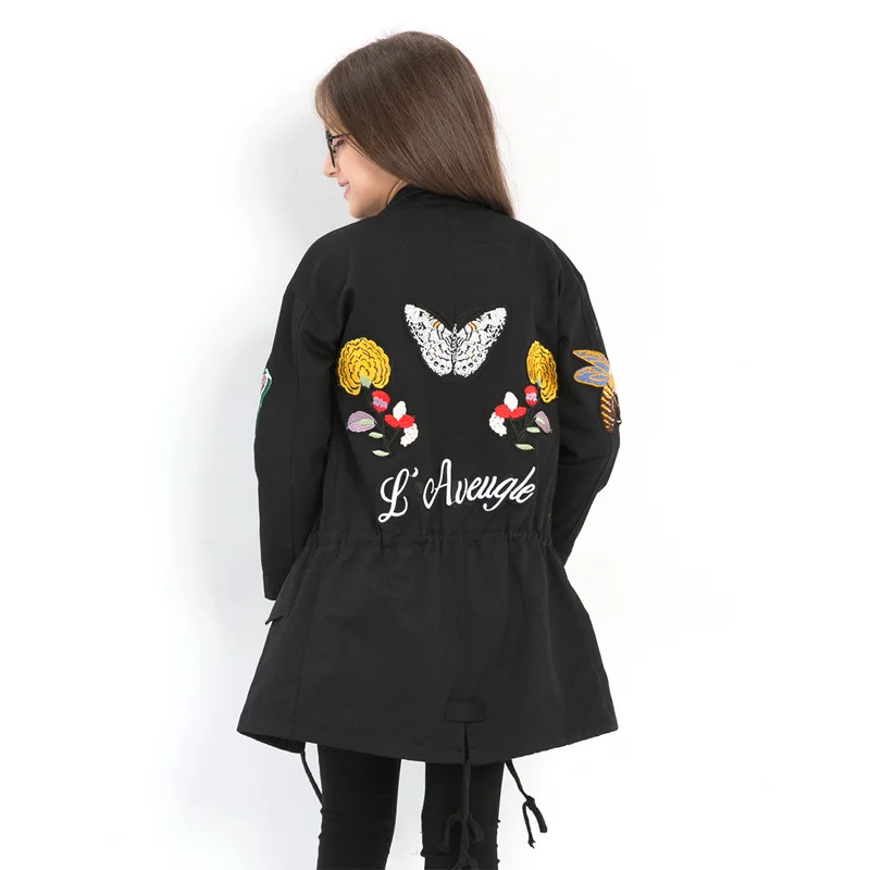 Детская одежда, куртка осенне-зимние ветровки для девочек верхняя одежда с длинными рукавами на молнии и нашивкой для подростков от 6 до 14 лет