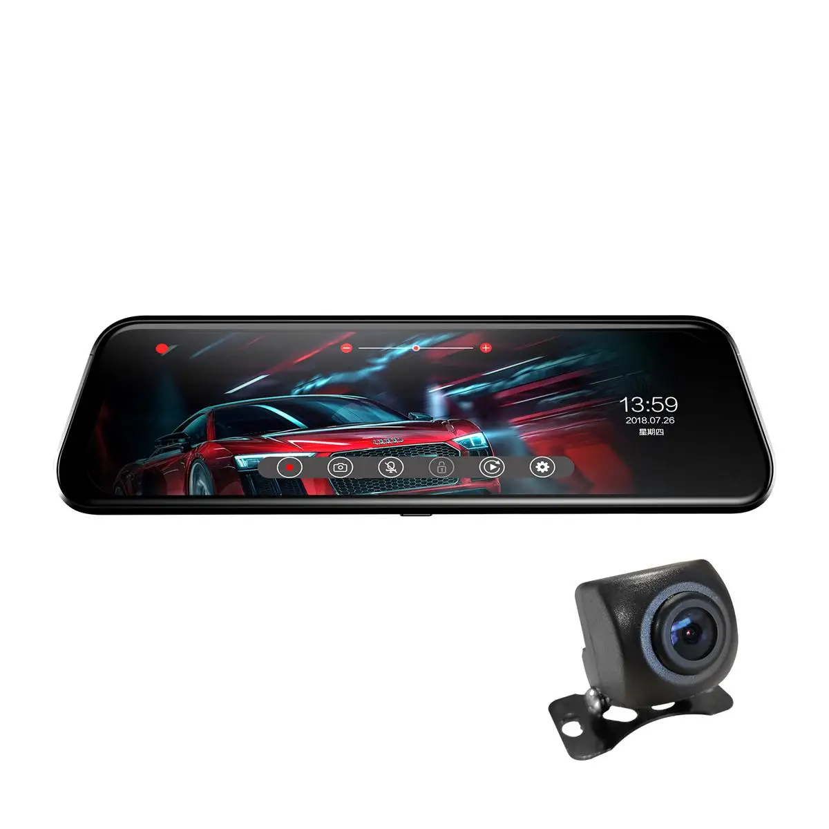  ANYTEK T12+ 9.66 Inch 2.5D Curved Glass Full Touch Dual Lens Front 1080P Rear 720P G Sensor Auto Bo