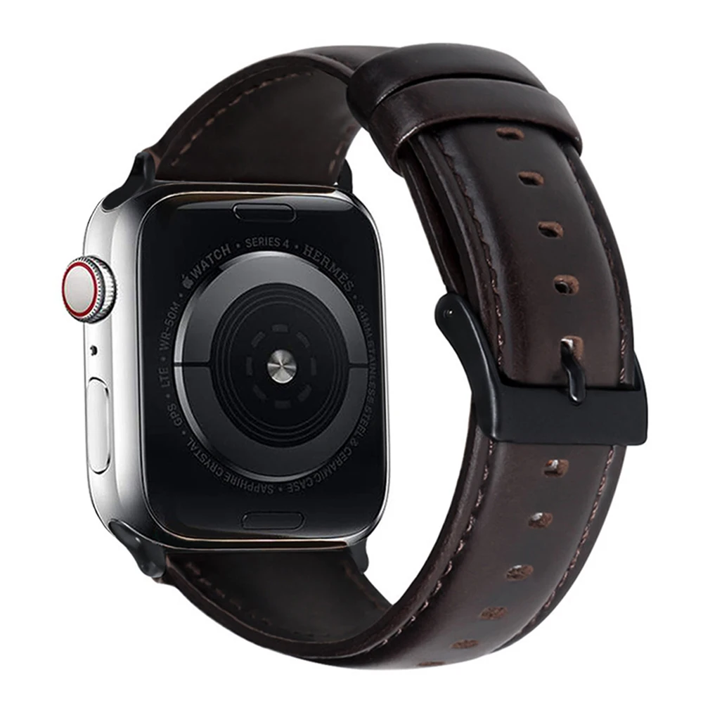

Strap For Apple Watch Band 44mm 42mm, Genuine Leather Band Replacement For iWatch 40mm Series 4 38mm Series 3 Series 2 Series 1