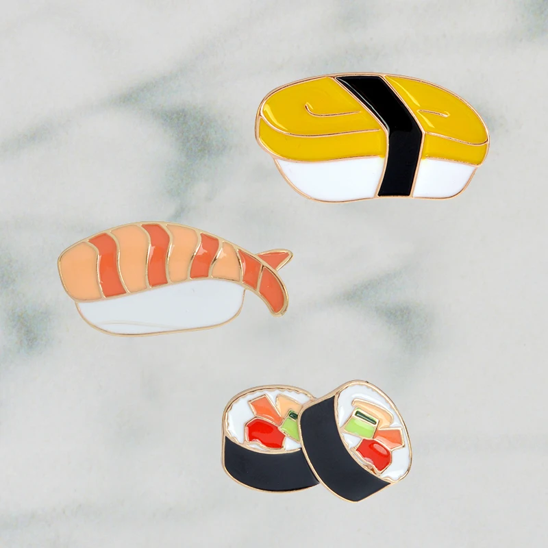 3 шт./компл. броши на булавке, Набор Kawaii лосось Нори Суши pin японской кухни значки милые эмали штырь набор для друзей подарок