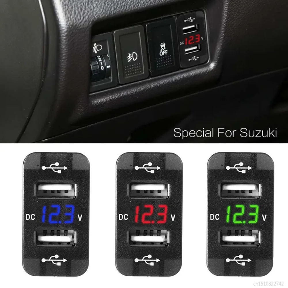 

12V Dual USB Car Charger LED Voltmeter Power Adapter For Suzuki Toyota 40 x 20mm