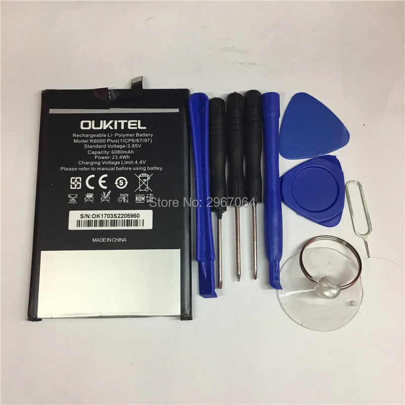 

Mobile phone battery for OUKITEL K6000 plus battery 6080mAh High capacit for OUKITEL phone battery +Disassemble tool