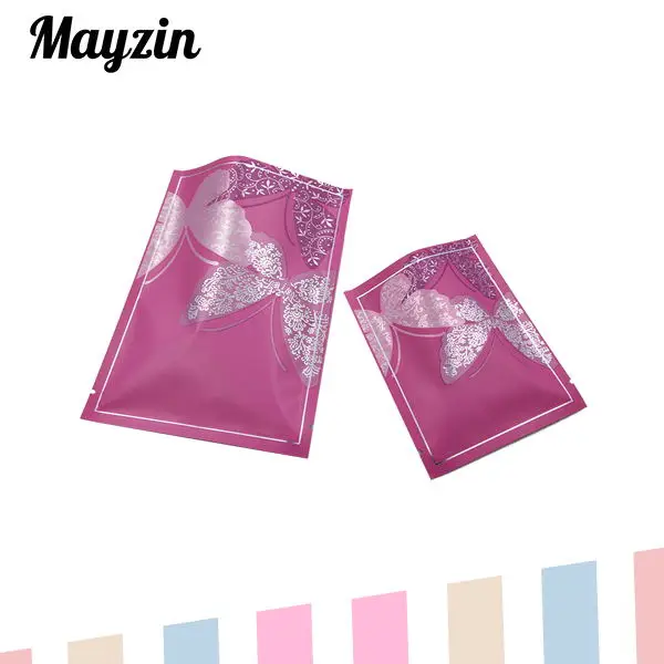 

Hot-selling Cute Pink Butterfly Pattern Flat Type Aluminum Heat Sealable Top Open Bag, Food Grocery Packaging Bag J10021