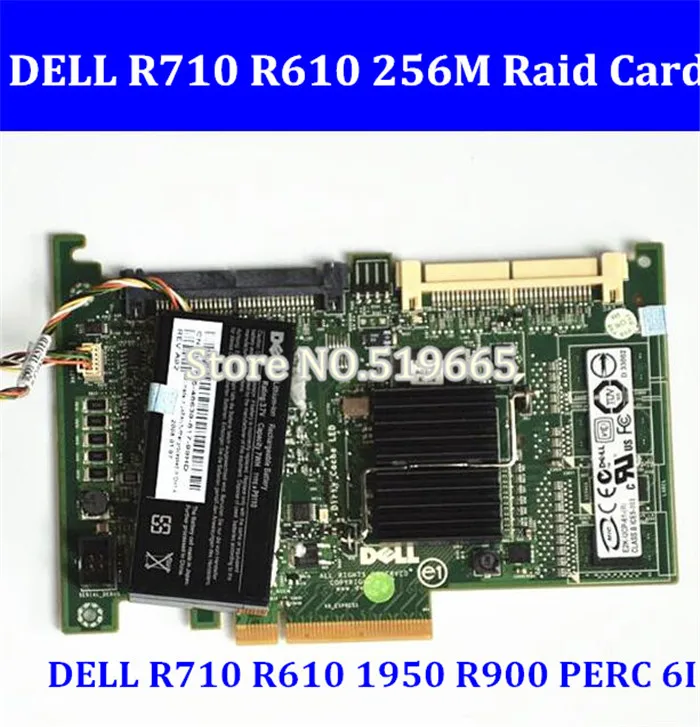 Pci-e com 256 Ram para Dell Alta Qualidade R900 Perc 6i Raid Cartão Controlador m Bateria R710 R610 1950
