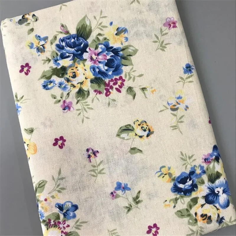 Floral Printed Linen Cotton Fabric Patchwork Sewing Canvas Material Cotton  Linen Fabric For Handmade Textile Pillow Width 150cm